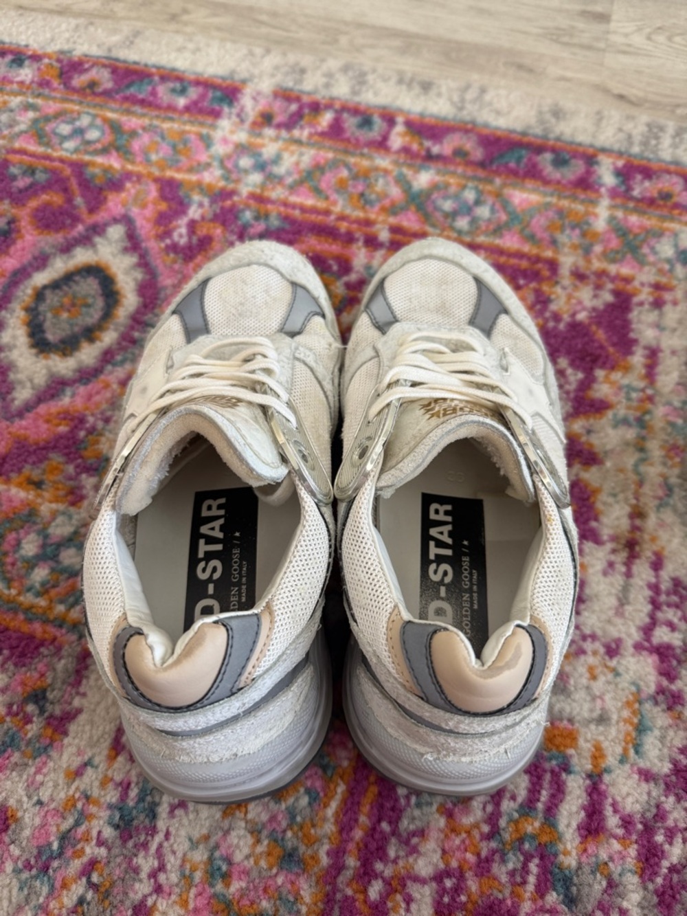Golden Goose White and Gray Dad-Style Star Sneakers - Picture 6 of 10